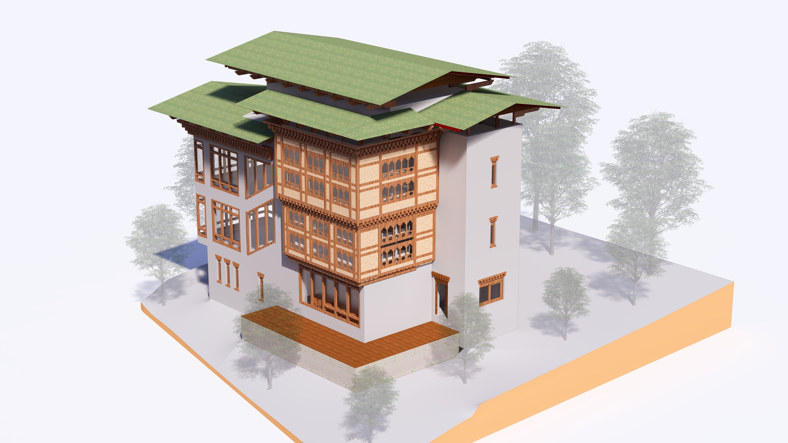 Architectural rendering of the proposed A Place to Belong children’s shelter in Bhutan.