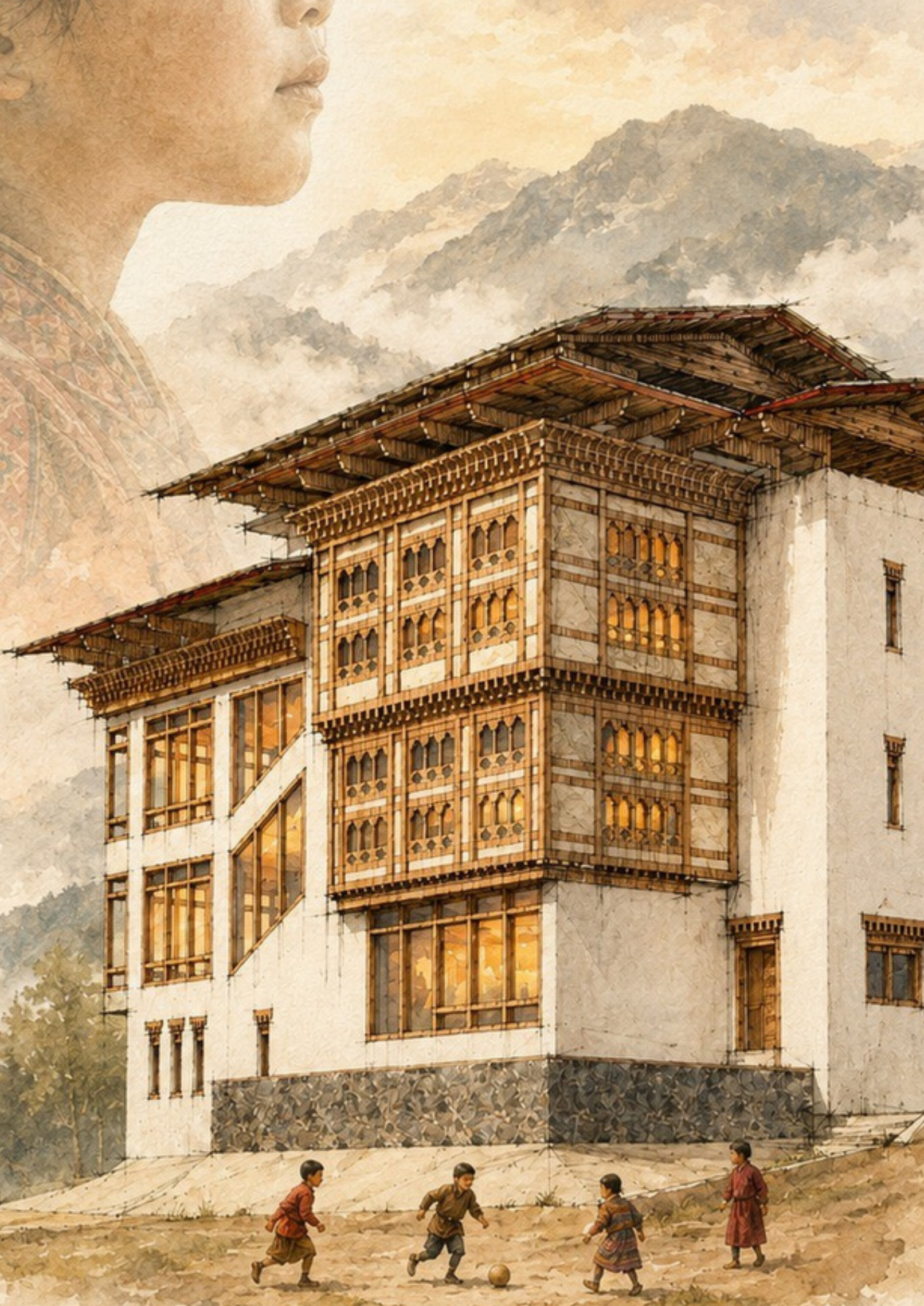 Illustrated proposal cover for A Place to Belong, showing a child and the proposed children’s shelter.