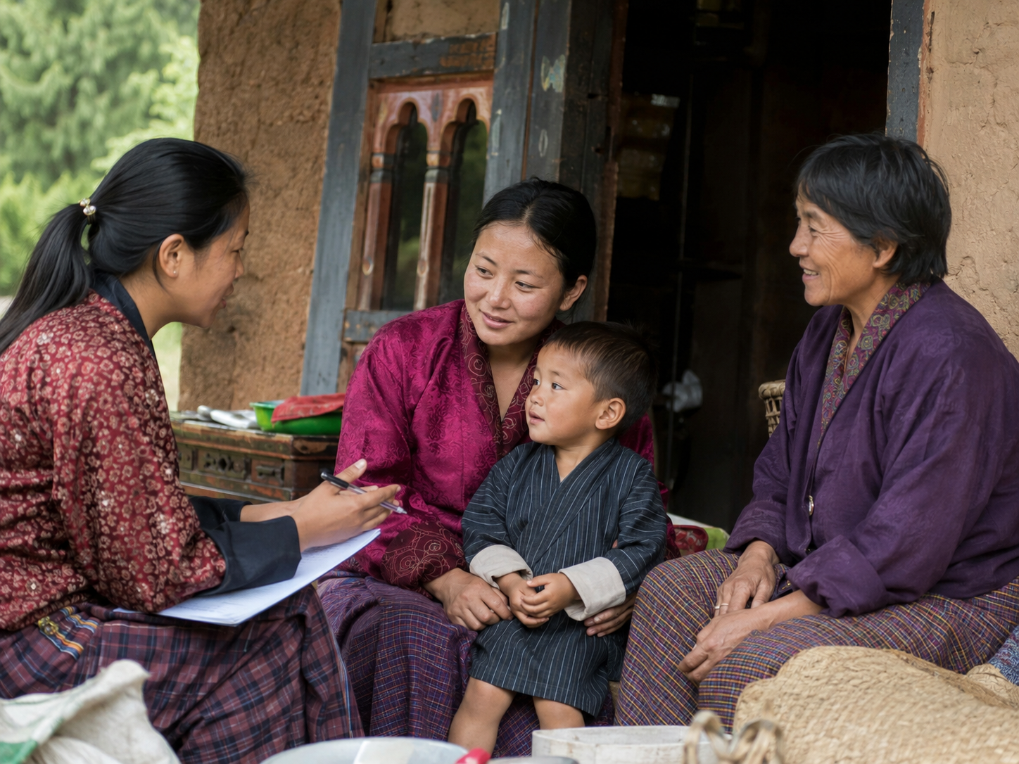 Family receiving support from a community worker - placeholder