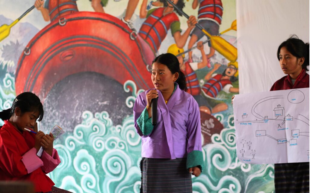 Girls taking part in a Nazhoen Lamtoen activity - placeholder